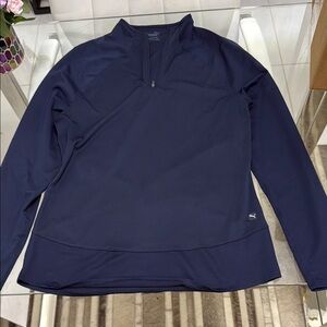 Puma Blue Lightweight Shirt Jacket with Stand-Up Collar